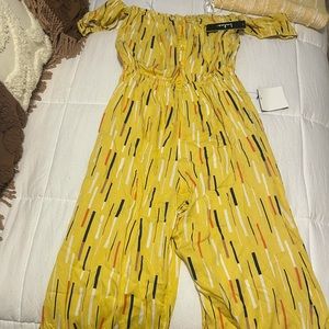 Lulu’s yellow off the shoulder jump suit